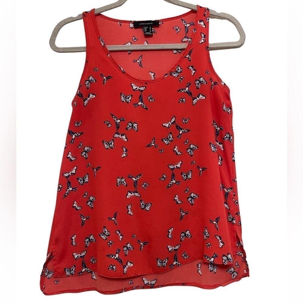 Atmosphere  Women’s Red Butterflies Print Sleeveless Top size 0